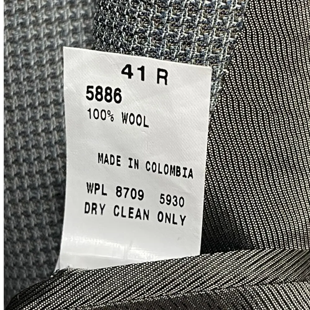 Oscar De La Renta Blazer 41R 100% Wool Micro Houndstooth Classic Suit Jacket
